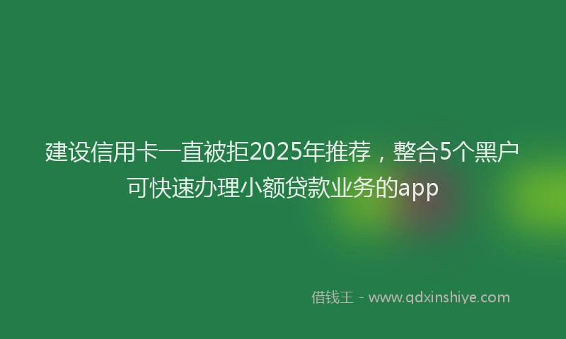 建设信用卡一直被拒2025年推荐，整合5个黑户可快速办理小额贷款业务的app