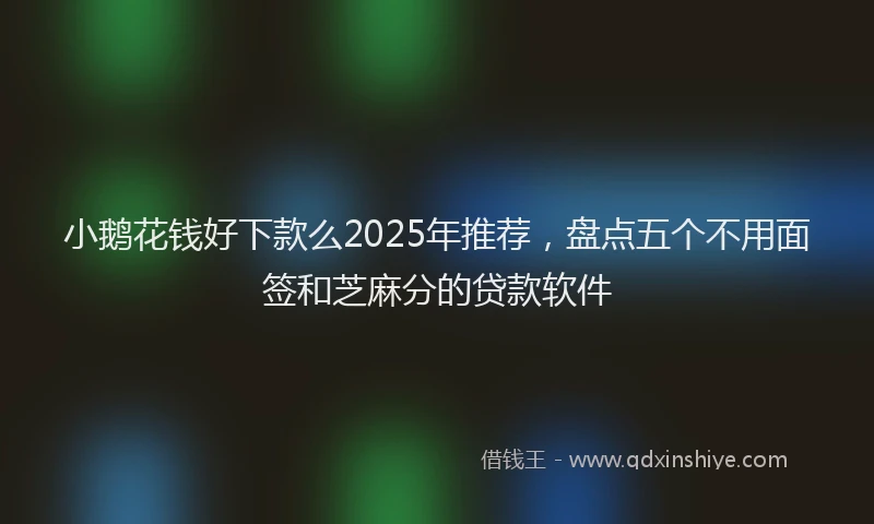 小鹅花钱好下款么2025年推荐，盘点五个不用面签和芝麻分的贷款软件