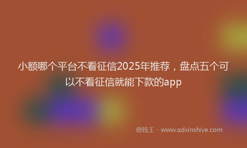小额哪个平台不看征信2025年推荐，盘点五个可以不看征信就能下款的app