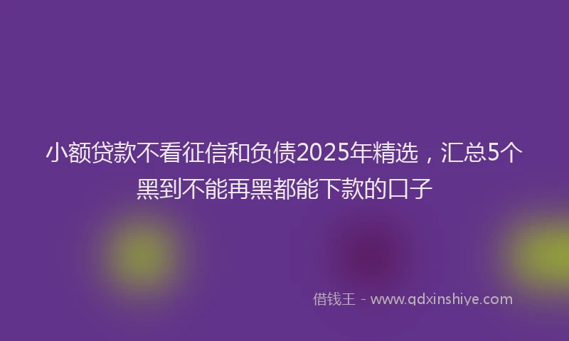 小额贷款不看征信和负债2025年精选，汇总5个黑到不能再黑都能下款的口子