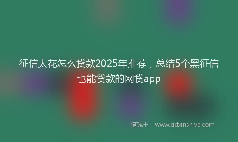 征信太花怎么贷款2025年推荐，总结5个黑征信也能贷款的网贷app