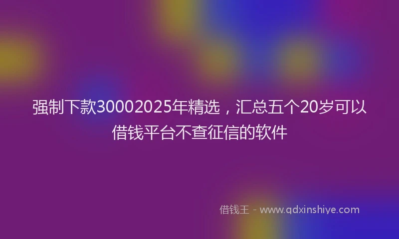 强制下款30002025年精选，汇总五个20岁可以借钱平台不查征信的软件