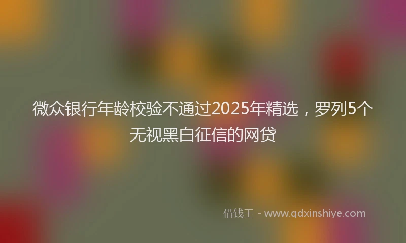 微众银行年龄校验不通过2025年精选，罗列5个无视黑白征信的网贷
