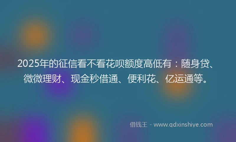 2025年的征信看不看花呗额度高低有：随身贷、微微理财、现金秒借通、便利花、亿运通等。
