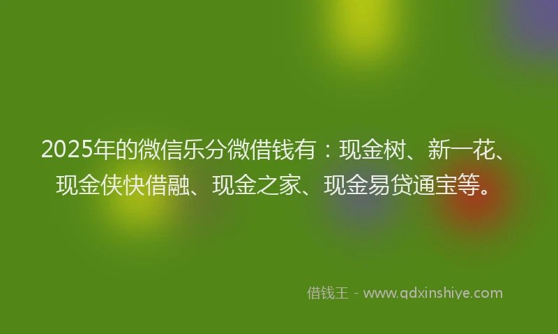 2025年的微信乐分微借钱有：现金树、新一花、现金侠快借融、现金之家、现金易贷通宝等。