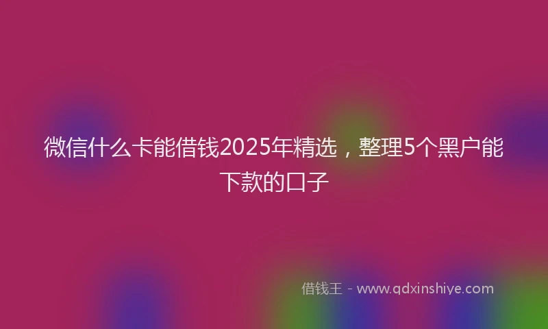 微信什么卡能借钱2025年精选，整理5个黑户能下款的口子