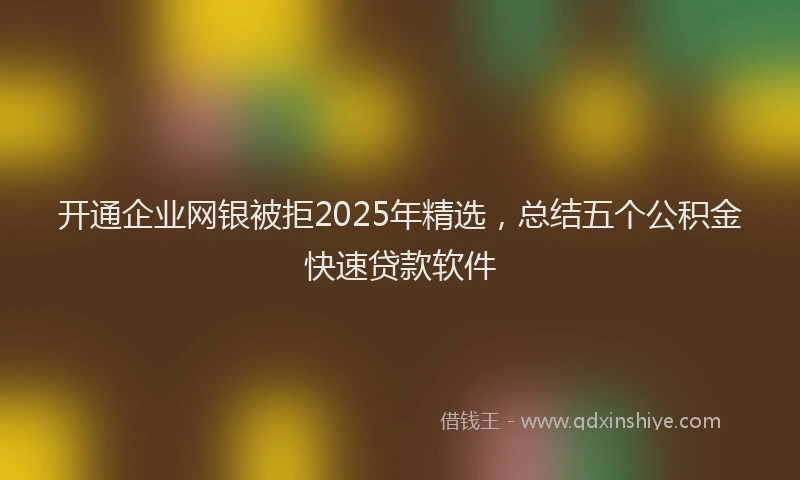 开通企业网银被拒2025年精选，总结五个公积金快速贷款软件