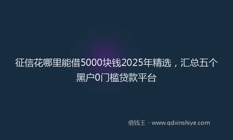 征信花哪里能借5000块钱2025年精选，汇总五个黑户0门槛贷款平台