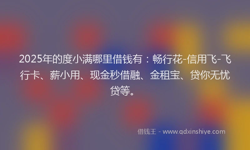 2025年的度小满哪里借钱有：畅行花-信用飞-飞行卡、薪小用、现金秒借融、金租宝、贷你无忧贷等。