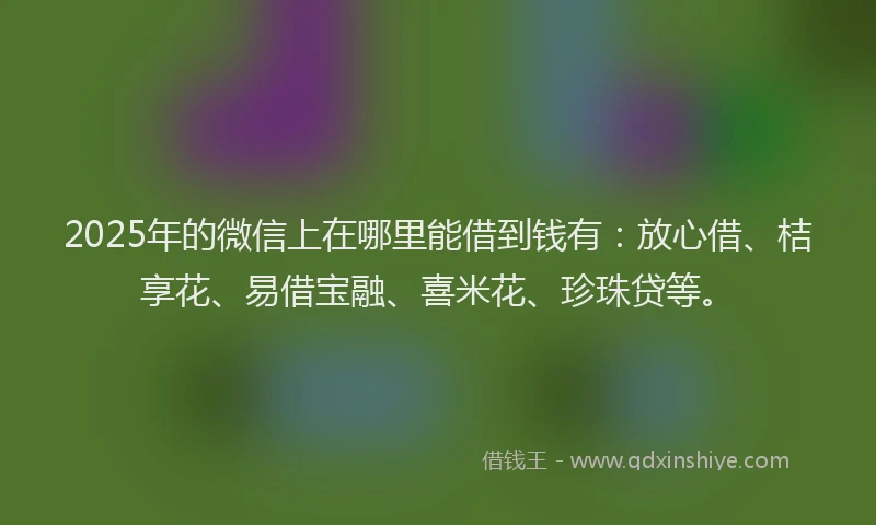 2025年的微信上在哪里能借到钱有：放心借、桔享花、易借宝融、喜米花、珍珠贷等。