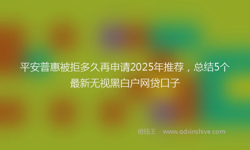 平安普惠被拒多久再申请2025年推荐，总结5个最新无视黑白户网贷口子