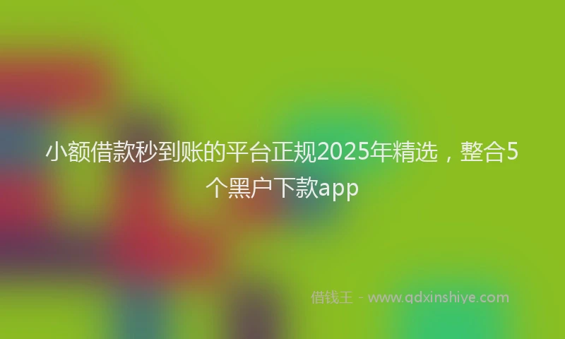 小额借款秒到账的平台正规2025年精选，整合5个黑户下款app