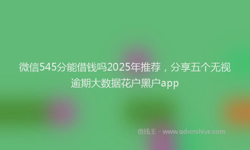 微信545分能借钱吗2025年推荐，分享五个无视逾期大数据花户黑户app