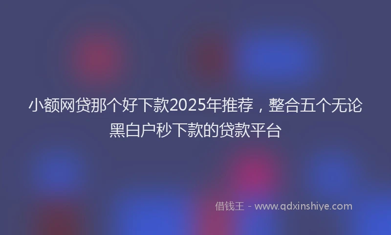 小额网贷那个好下款2025年推荐，整合五个无论黑白户秒下款的贷款平台
