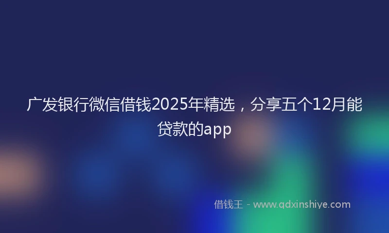 广发银行微信借钱2025年精选，分享五个12月能贷款的app