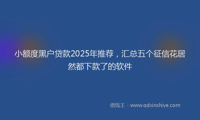 小额度黑户贷款2025年推荐，汇总五个征信花居然都下款了的软件