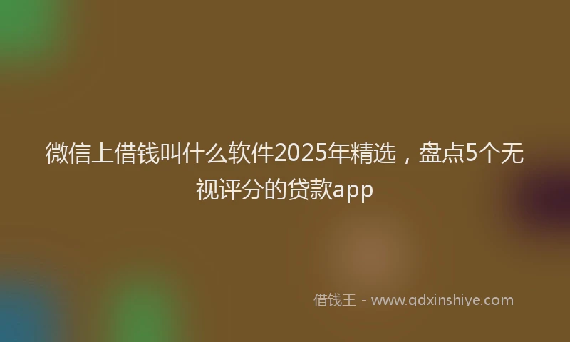 微信上借钱叫什么软件2025年精选，盘点5个无视评分的贷款app