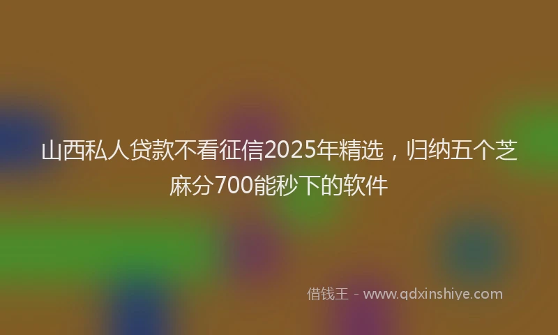 山西私人贷款不看征信2025年精选，归纳五个芝麻分700能秒下的软件
