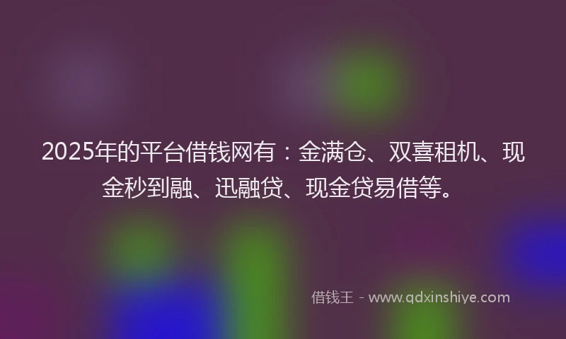 2025年的平台借钱网有：金满仓、双喜租机、现金秒到融、迅融贷、现金贷易借等。