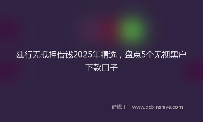 建行无抵押借钱2025年精选，盘点5个无视黑户下款口子