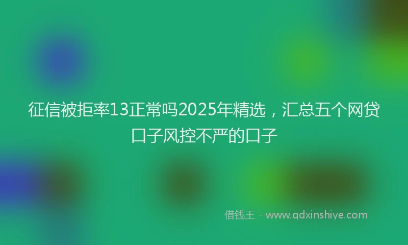 征信被拒率13正常吗2025年精选，汇总五个网贷口子风控不严的口子