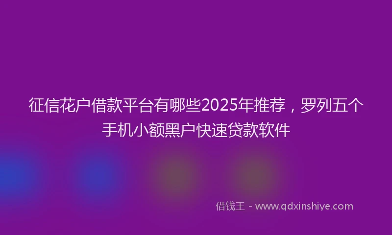 征信花户借款平台有哪些2025年推荐，罗列五个手机小额黑户快速贷款软件