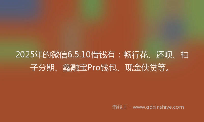 2025年的微信6.5.10借钱有：畅行花、还呗、柚子分期、鑫融宝Pro钱包、现金侠贷等。