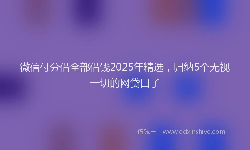 微信付分借全部借钱2025年精选，归纳5个无视一切的网贷口子
