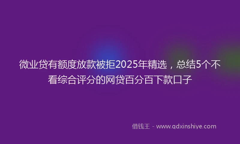 微业贷有额度放款被拒2025年精选，总结5个不看综合评分的网贷百分百下款口子