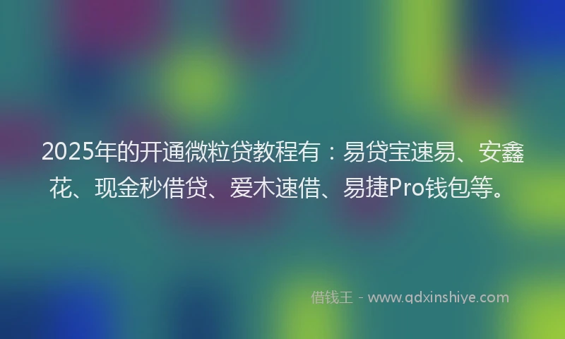 2025年的开通微粒贷教程有：易贷宝速易、安鑫花、现金秒借贷、爱木速借、易捷Pro钱包等。