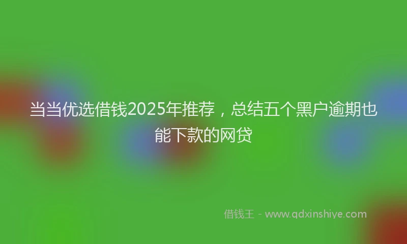 当当优选借钱2025年推荐，总结五个黑户逾期也能下款的网贷