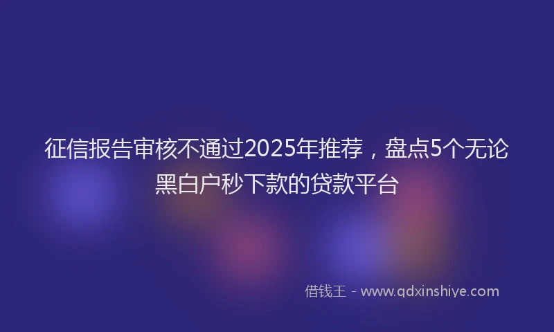 征信报告审核不通过2025年推荐，盘点5个无论黑白户秒下款的贷款平台