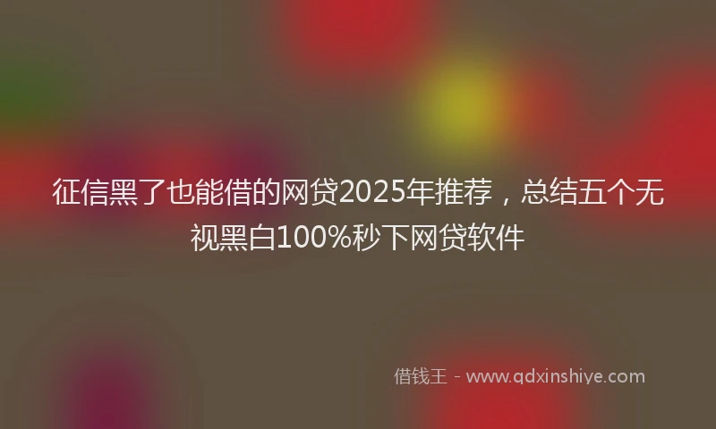 征信黑了也能借的网贷2025年推荐，总结五个无视黑白100%秒下网贷软件