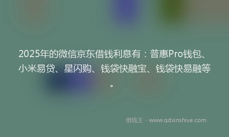 2025年的微信京东借钱利息有：普惠Pro钱包、小米易贷、星闪购、钱袋快融宝、钱袋快易融等。