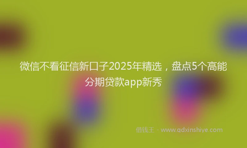 微信不看征信新口子2025年精选，盘点5个高能分期贷款app新秀
