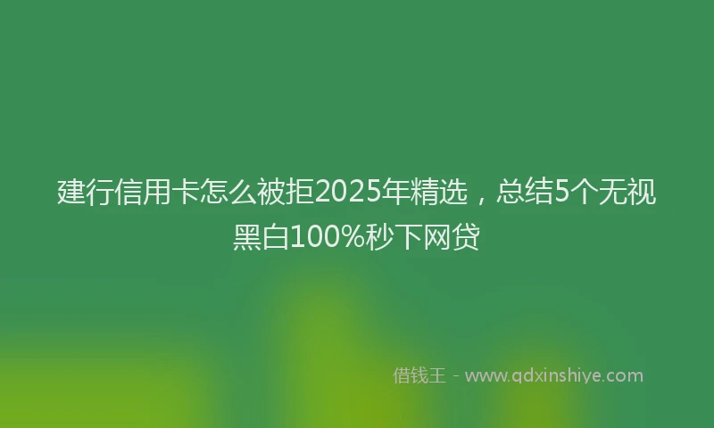 建行信用卡怎么被拒2025年精选，总结5个无视黑白100%秒下网贷