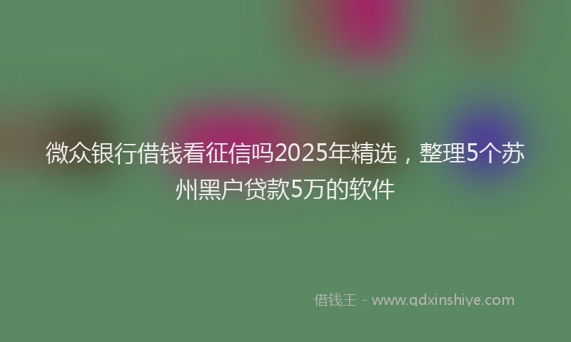 微众银行借钱看征信吗2025年精选，整理5个苏州黑户贷款5万的软件