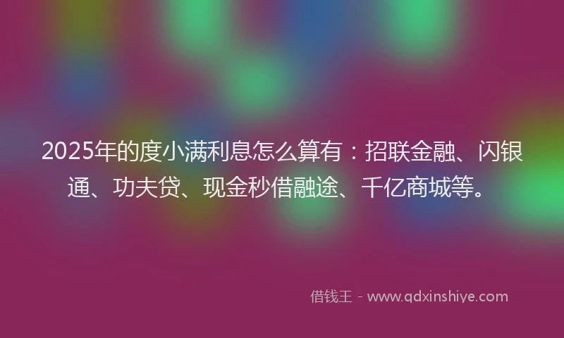 2025年的度小满利息怎么算有：招联金融、闪银通、功夫贷、现金秒借融途、千亿商城等。