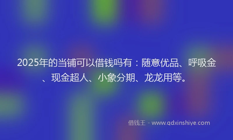 2025年的当铺可以借钱吗有：随意优品、呼吸金、现金超人、小象分期、龙龙用等。
