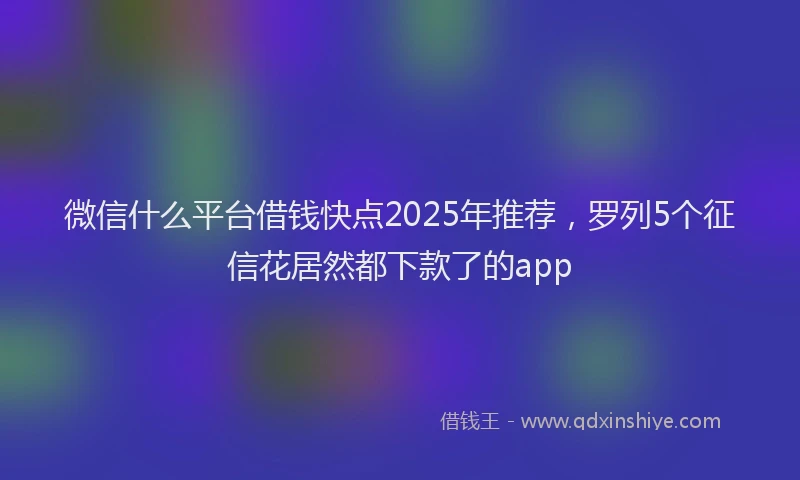 微信什么平台借钱快点2025年推荐，罗列5个征信花居然都下款了的app