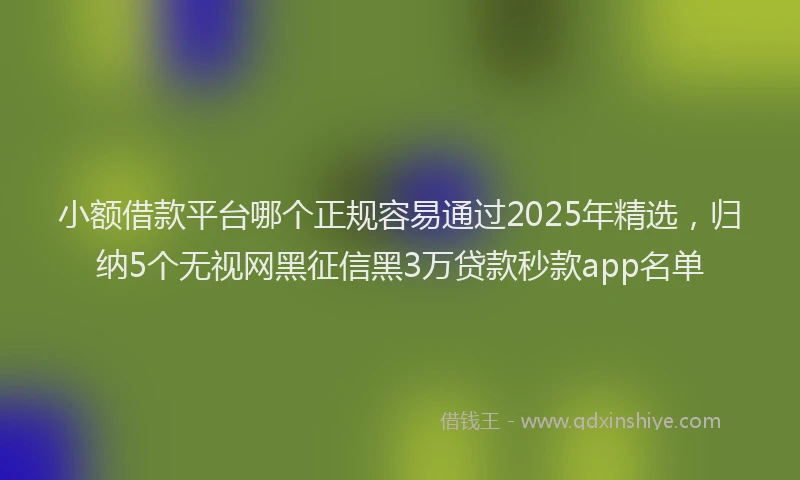 小额借款平台哪个正规容易通过2025年精选，归纳5个无视网黑征信黑3万贷款秒款app名单