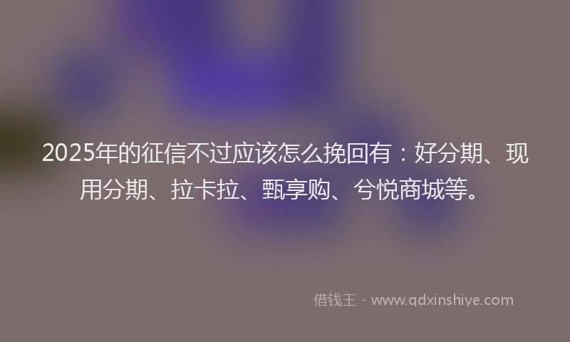 2025年的征信不过应该怎么挽回有：好分期、现用分期、拉卡拉、甄享购、兮悦商城等。