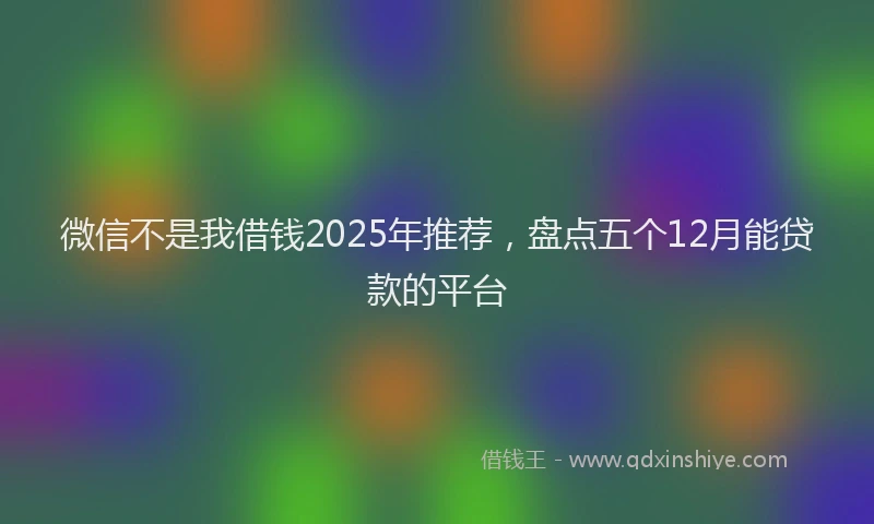 微信不是我借钱2025年推荐，盘点五个12月能贷款的平台