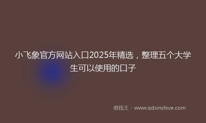 小飞象官方网站入口2025年精选，整理五个大学生可以使用的口子