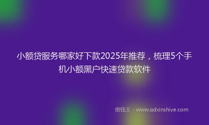 小额贷服务哪家好下款2025年推荐，梳理5个手机小额黑户快速贷款软件