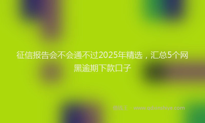 征信报告会不会通不过2025年精选，汇总5个网黑逾期下款口子