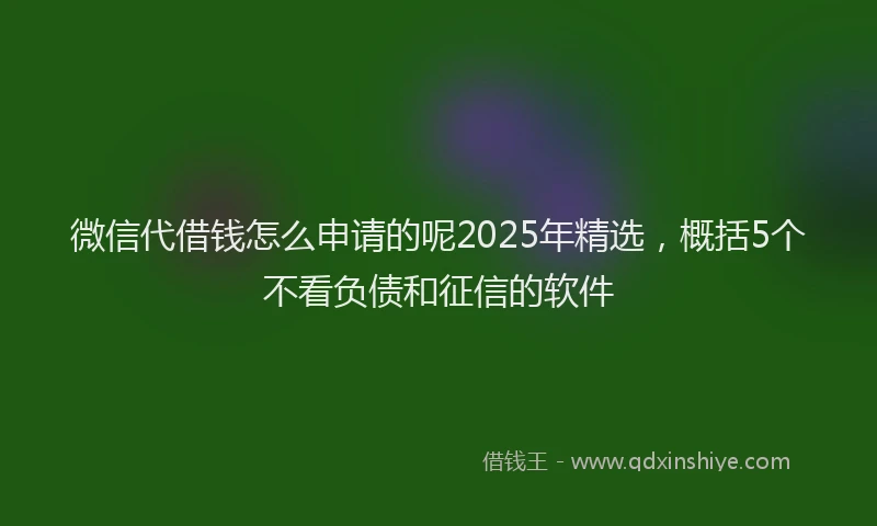 微信代借钱怎么申请的呢2025年精选，概括5个不看负债和征信的软件