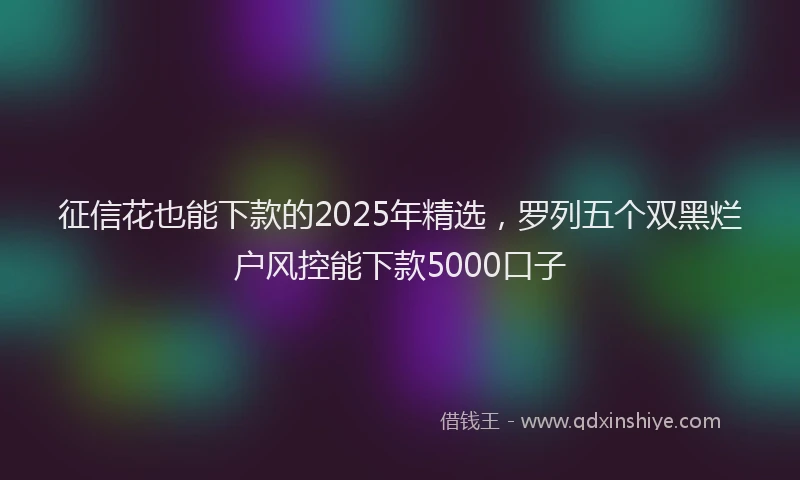 征信花也能下款的2025年精选，罗列五个双黑烂户风控能下款5000口子