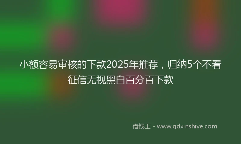 小额容易审核的下款2025年推荐，归纳5个不看征信无视黑白百分百下款