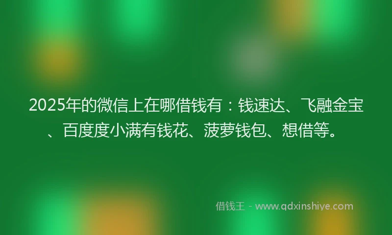 2025年的微信上在哪借钱有：钱速达、飞融金宝、百度度小满有钱花、菠萝钱包、想借等。